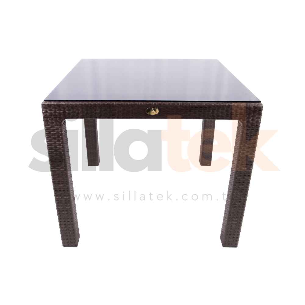 90x90 Wood Masa Camlı 