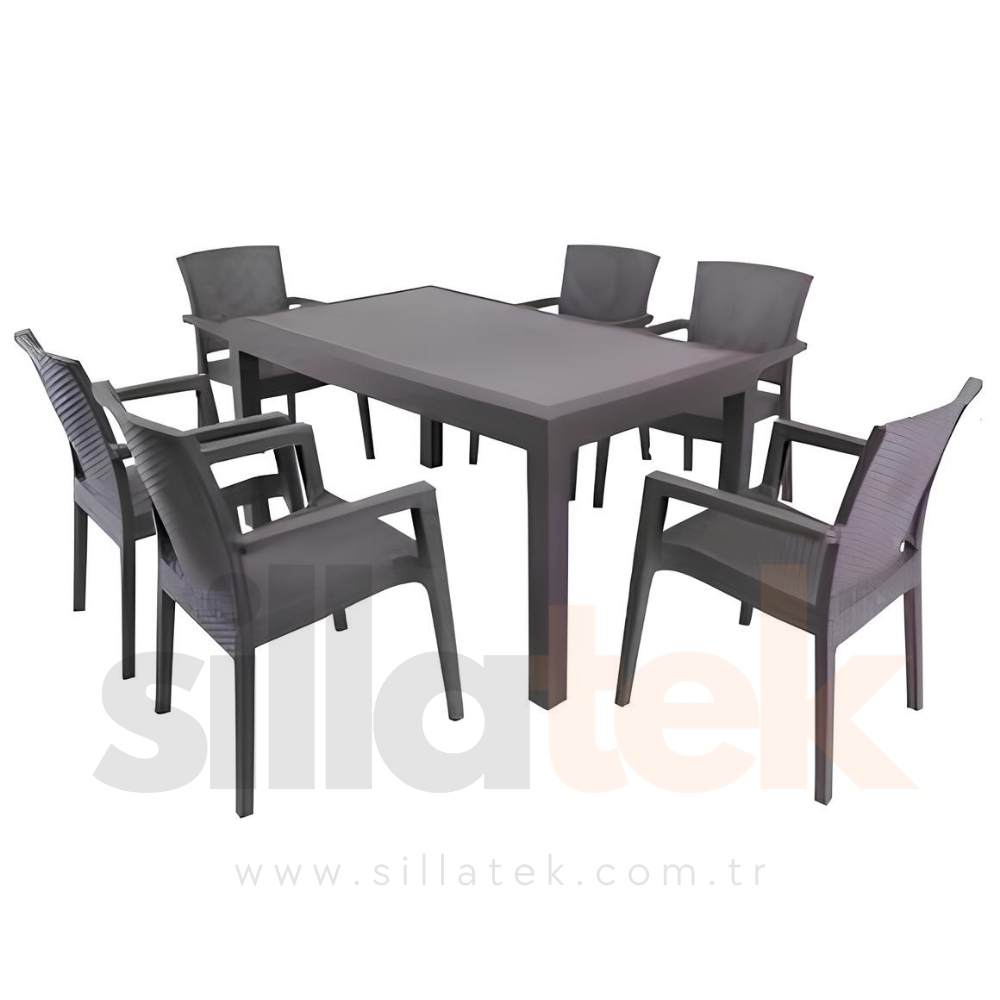 Show 6'lı Sandalye Masa Set (Camsız) 90*150